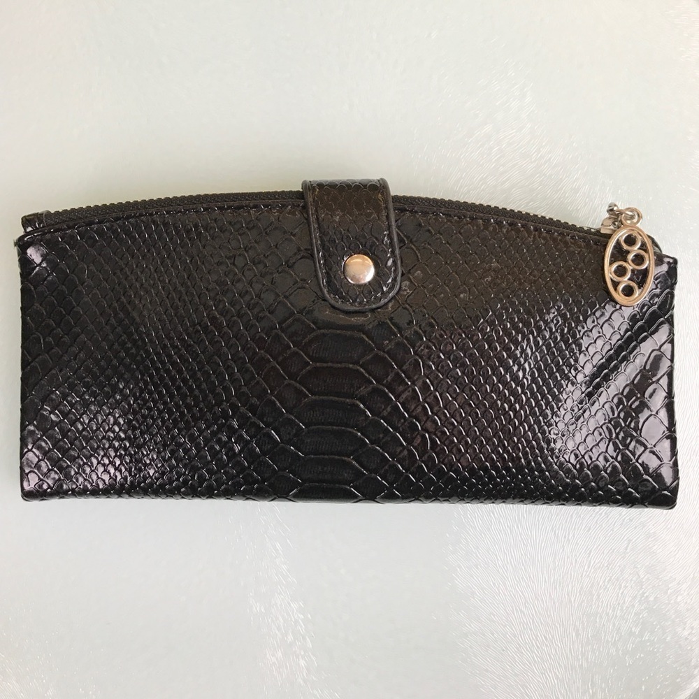 Black Faux Snakeskin Clutch Wallet